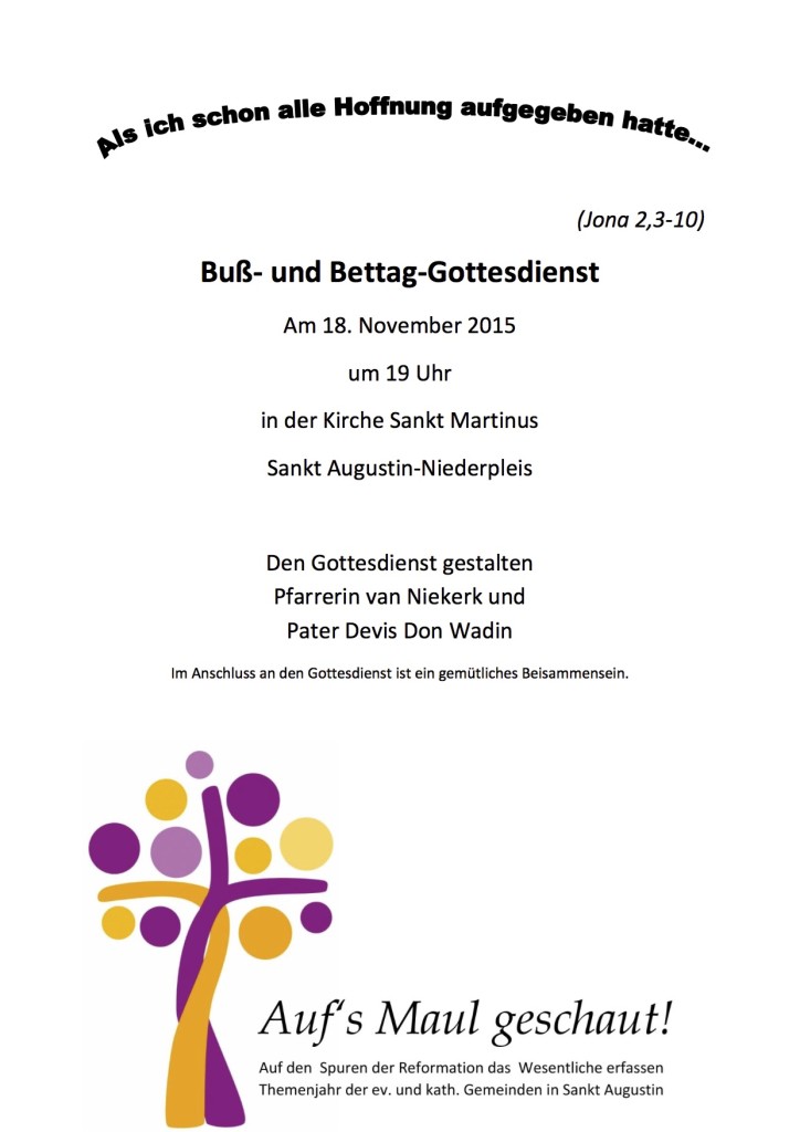 Gottesdienst am Buß-u Bettag 2015